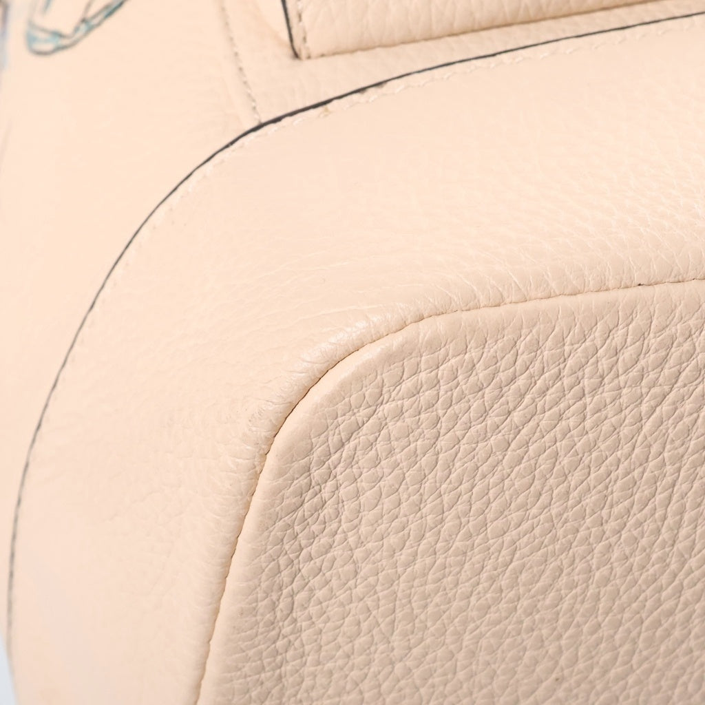 COACH(コーチ) ×Jean Michel Basquiat バスキア グラフィック レザー リュックサック バックパック ベージュ シルバー金具 C5427