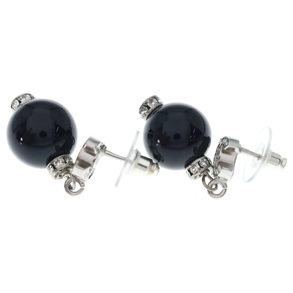 CHANEL(シャネル) ココマーク ラインストーン ボール ピアス シルバー×ブラック A26S レディース