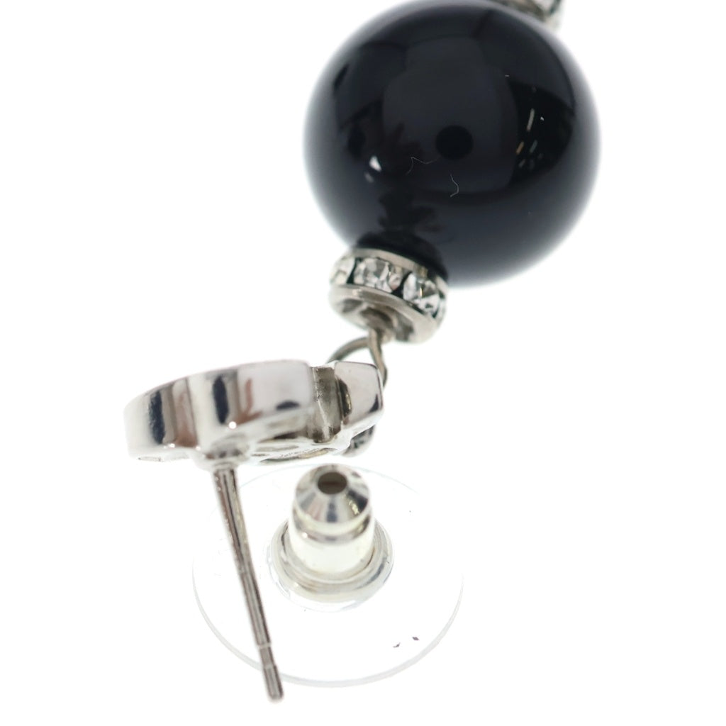 CHANEL(シャネル) ココマーク ラインストーン ボール ピアス シルバー×ブラック A26S レディース