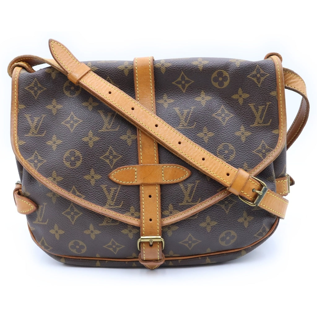 LOUIS VUITTON(ルイヴィトン) モノグラム ソミュール30 PVC レザー ショルダーバッグ ブラウン M42256 レディース