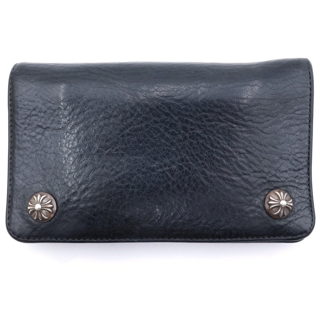 CHROME HEARTS(クロムハーツ) 1ZIP 1ジップ クロスボールボタン レザーウォレット 財布 ブラック BCA362