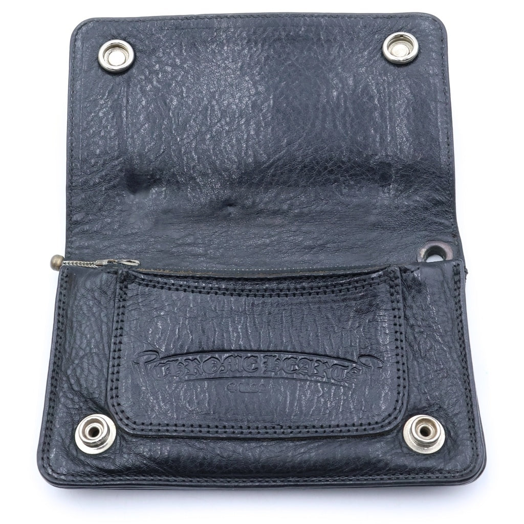 CHROME HEARTS(クロムハーツ) 1ZIP 1ジップ クロスボールボタン レザーウォレット 財布 ブラック BCA362