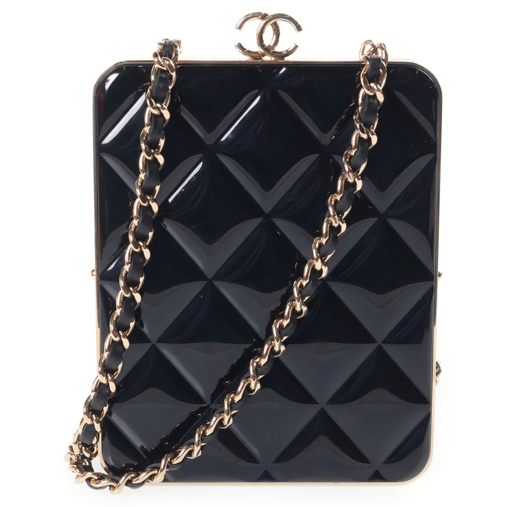 CHANEL(シャネル) マトラッセ ミニクラッチ 黒 プラスチック×ラムスキン GD金具 AP2496 レディース