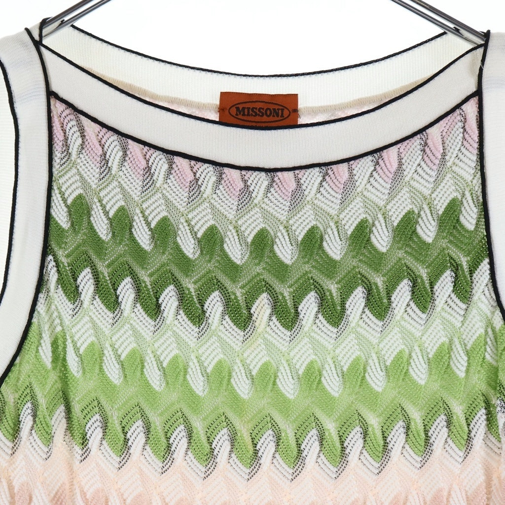 MISSONI(ミッソーニ) ノースリーブ裾フリルワンピース 刺繍 ピンク レディース