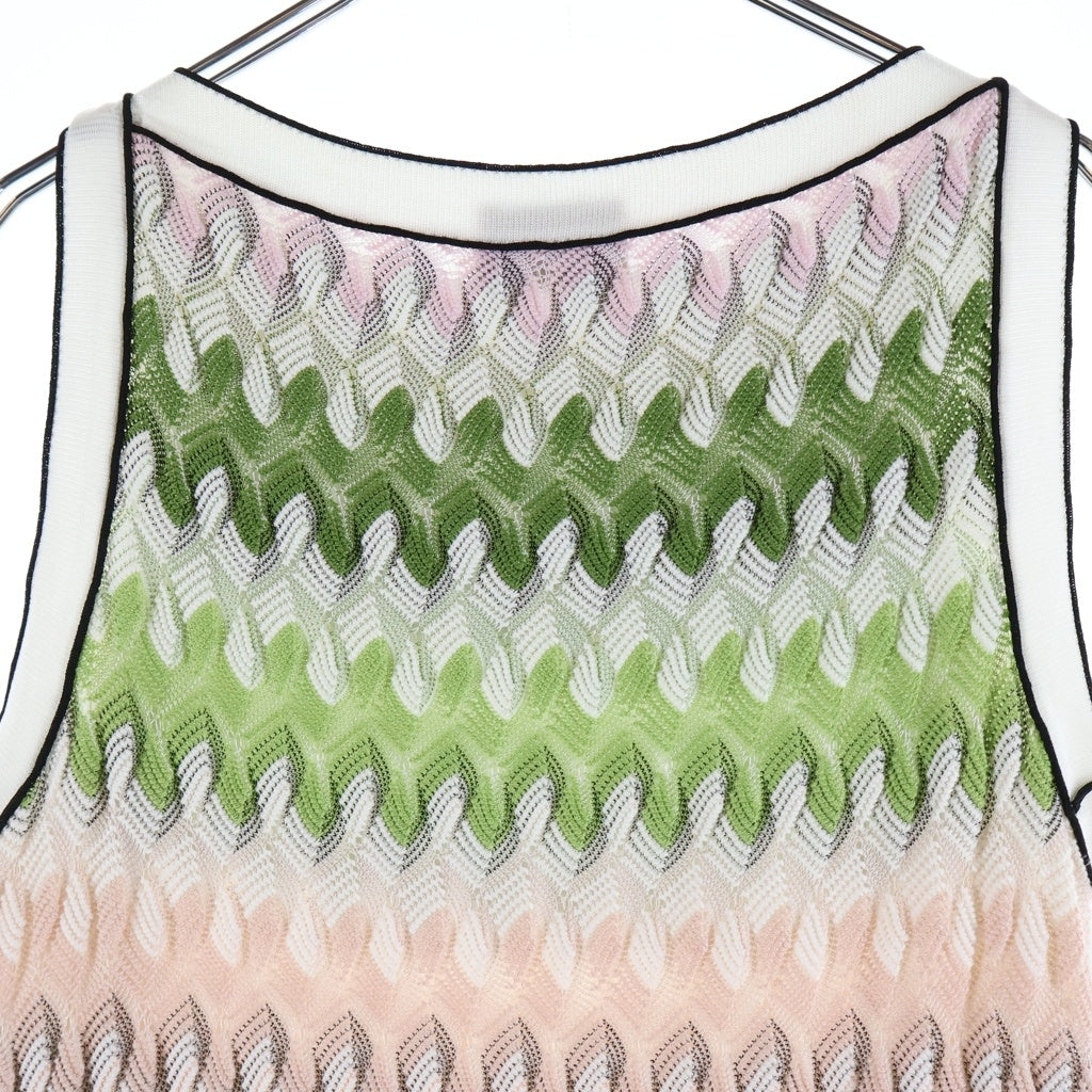 MISSONI(ミッソーニ) ノースリーブ裾フリルワンピース 刺繍 ピンク レディース