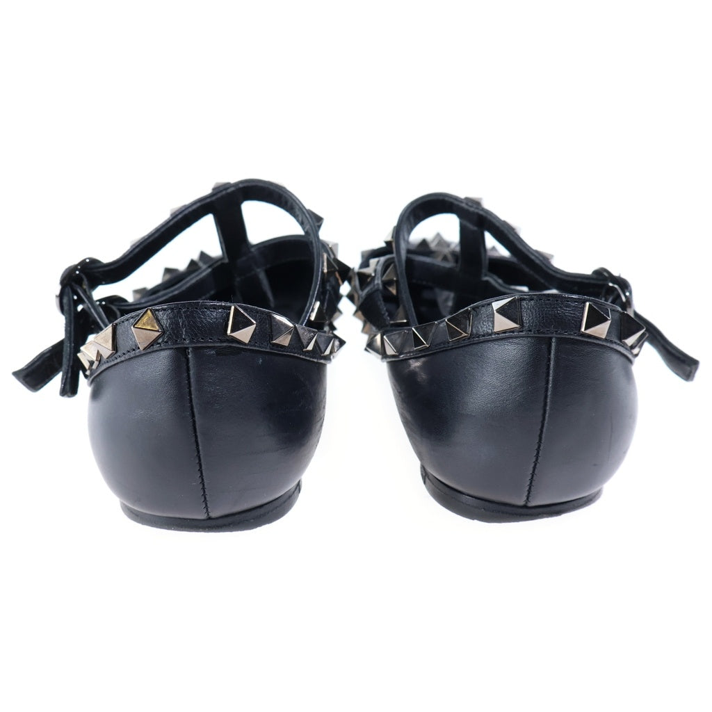 VALENTINO(ヴァレンティノ) ロックスタッズ フラットシューズ レザーパンプス ブラック #37 1/2 レディース