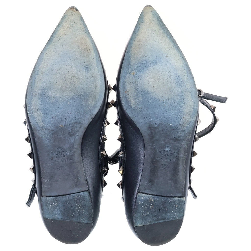 VALENTINO(ヴァレンティノ) ロックスタッズ フラットシューズ レザーパンプス ブラック #37 1/2 レディース