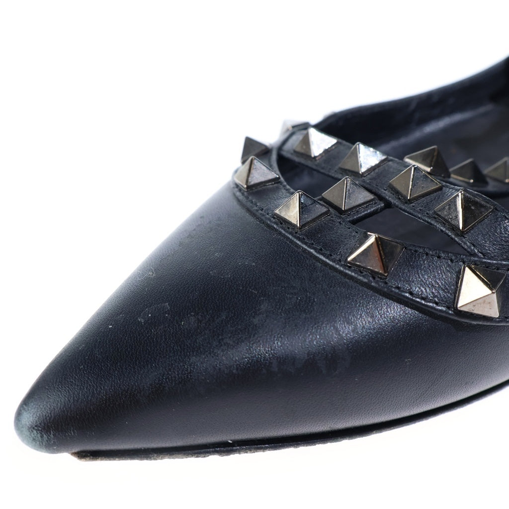 VALENTINO(ヴァレンティノ) ロックスタッズ フラットシューズ レザーパンプス ブラック #37 1/2 レディース