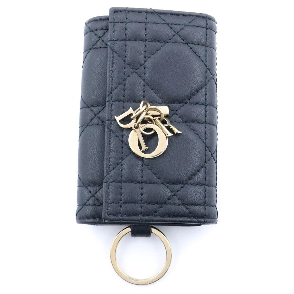 Christian Dior(クリスチャンディオール) カナージュ レディディオール キーケース 4連 ブラック カーフ ゴールド金具 S6023ONMJ M900 レディース