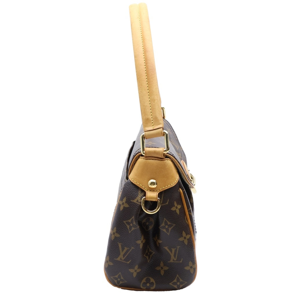 LOUIS VUITTON(ルイヴィトン) モノグラム ビバリーMM ワンショルダーバッグ ブラウン レザー×PVC M40121 ゴールド金具 レディース