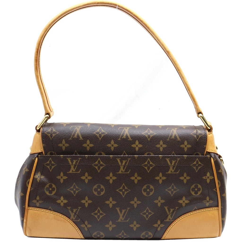 LOUIS VUITTON(ルイヴィトン) モノグラム ビバリーMM ワンショルダーバッグ ブラウン レザー×PVC M40121 ゴールド金具 レディース