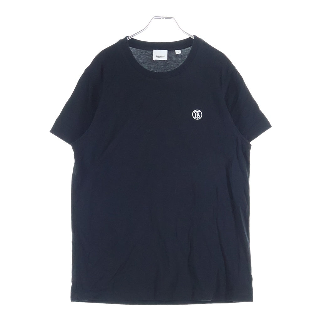BURBERRY(バーバリー) ロゴワッペン刺繍 クルーネック半袖Tシャツ カットソー ブラック #L 8052965 レディース