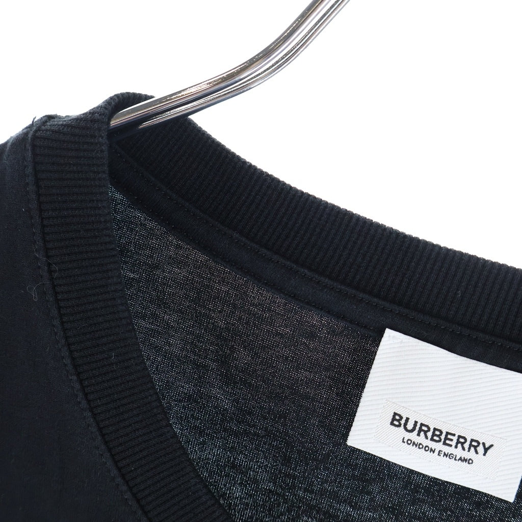 BURBERRY(バーバリー) ロゴワッペン刺繍 クルーネック半袖Tシャツ カットソー ブラック #L 8052965 レディース
