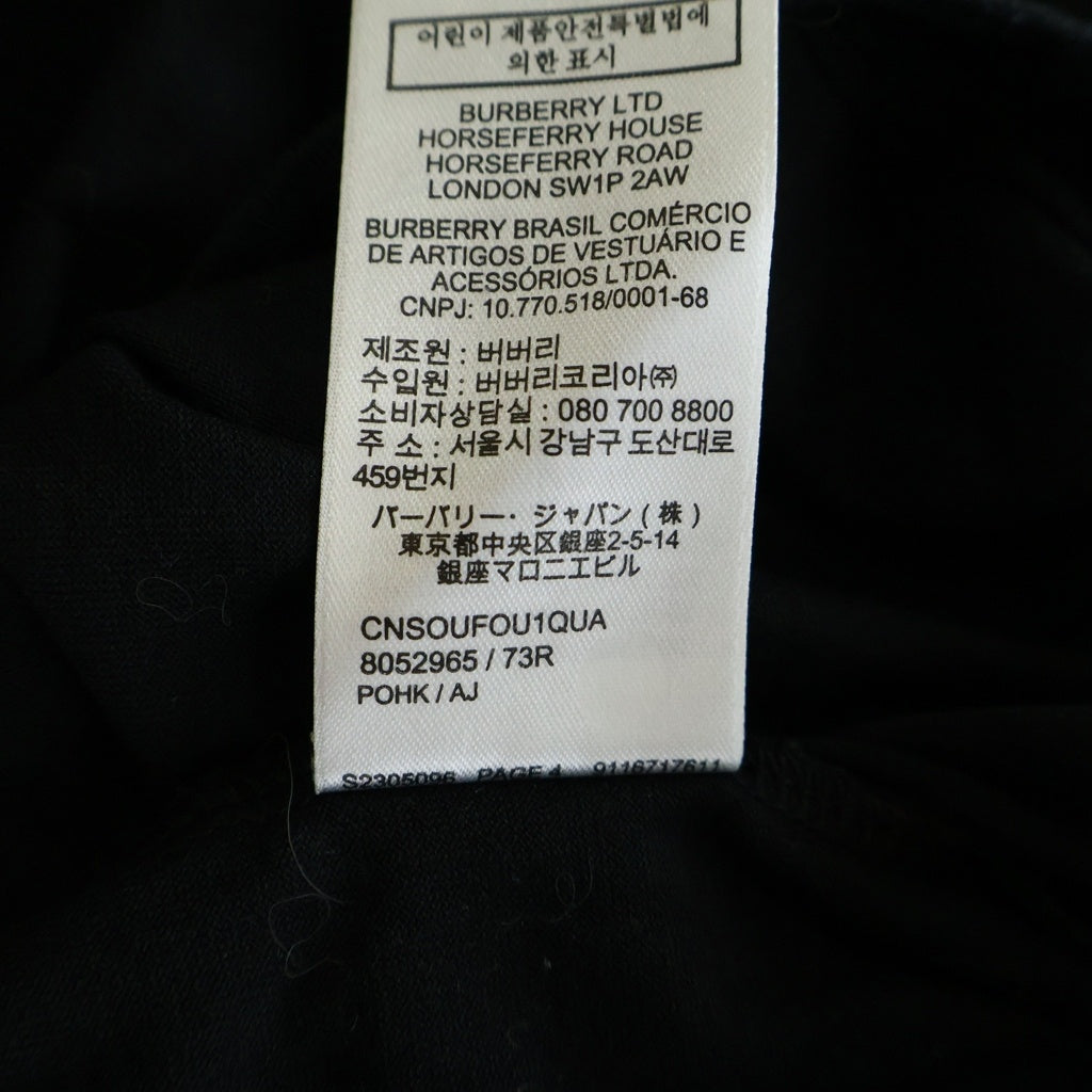 BURBERRY(バーバリー) ロゴワッペン刺繍 クルーネック半袖Tシャツ カットソー ブラック #L 8052965 レディース