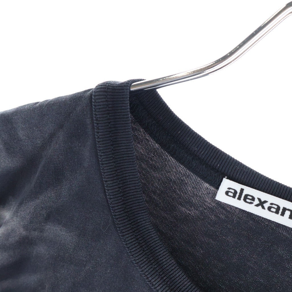 ALEXANDER WANG(アレキサンダーワン) 立体ロゴ エンボス ウォッシュ加工 クルーネック半袖Tシャツ カットソー ダークグレー #L レディース