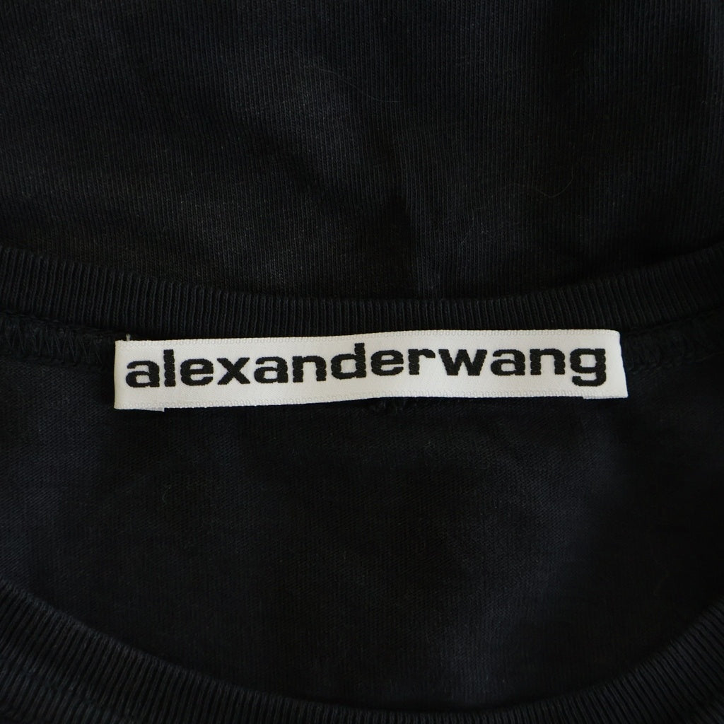 ALEXANDER WANG(アレキサンダーワン) 立体ロゴ エンボス ウォッシュ加工 クルーネック半袖Tシャツ カットソー ダークグレー #L レディース