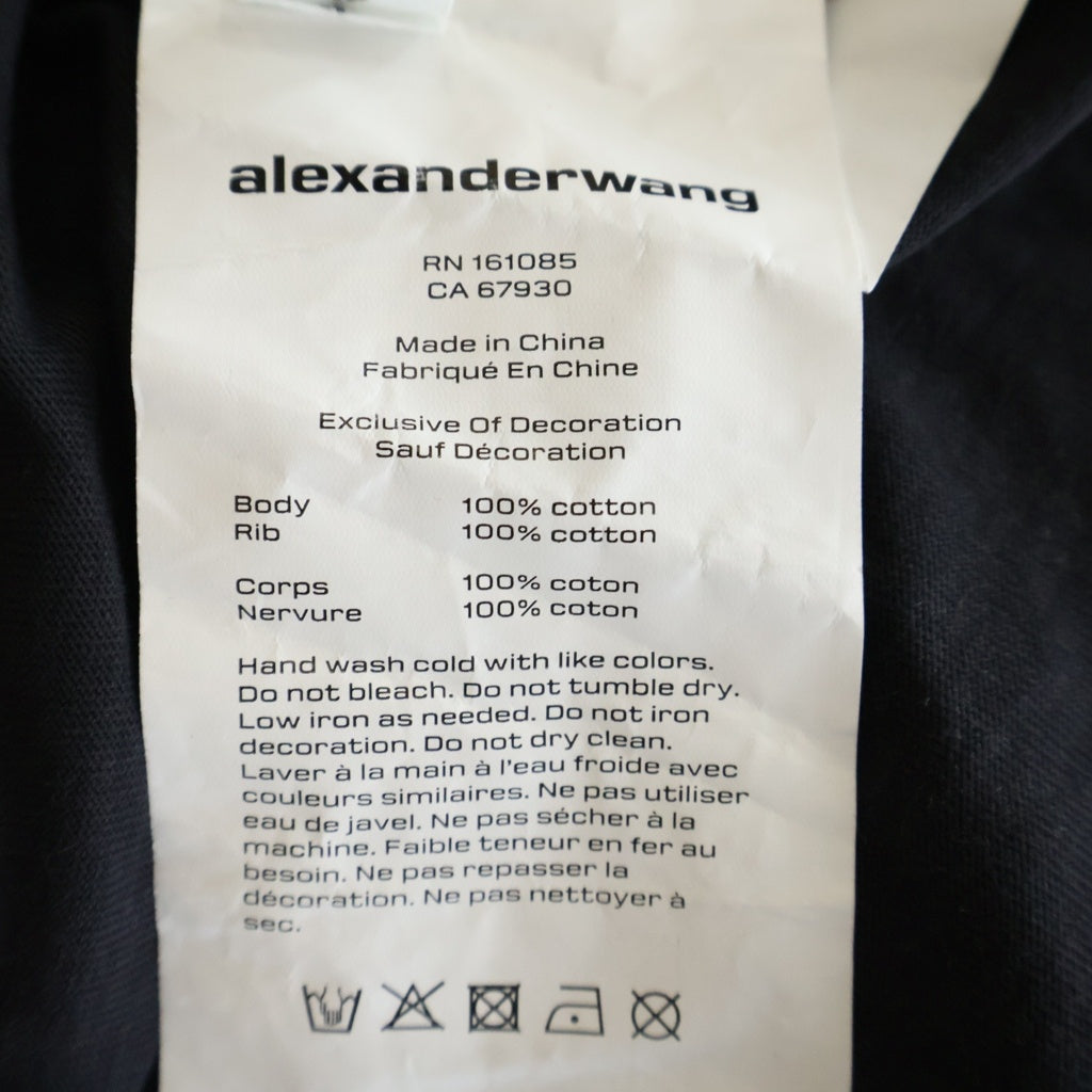 ALEXANDER WANG(アレキサンダーワン) 立体ロゴ エンボス ウォッシュ加工 クルーネック半袖Tシャツ カットソー ダークグレー #L レディース