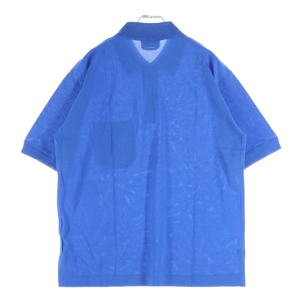 HERMES(エルメス) フロントポケットロゴ刺繍半袖ポロシャツ 襟付きシャツ ブルー #M