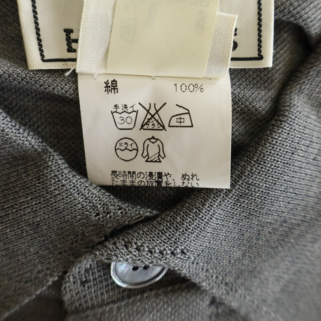 HERMES(エルメス) フロントポケットロゴ刺繍半袖ポロシャツ 襟付きシャツ グレー #M