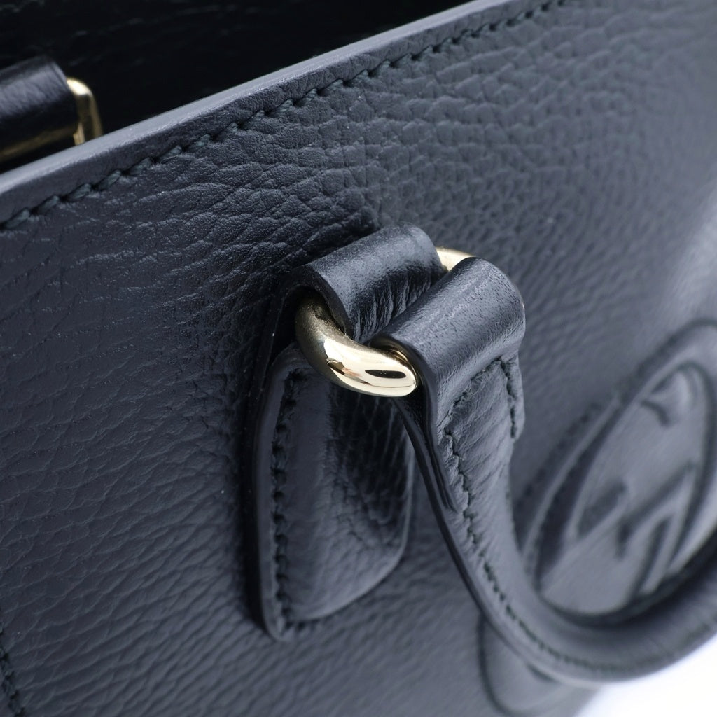 GUCCI(グッチ) ソーホー 2WAYショルダーバッグ ハンドバッグ ブラック レザー 607722 ゴールド金具 レディース