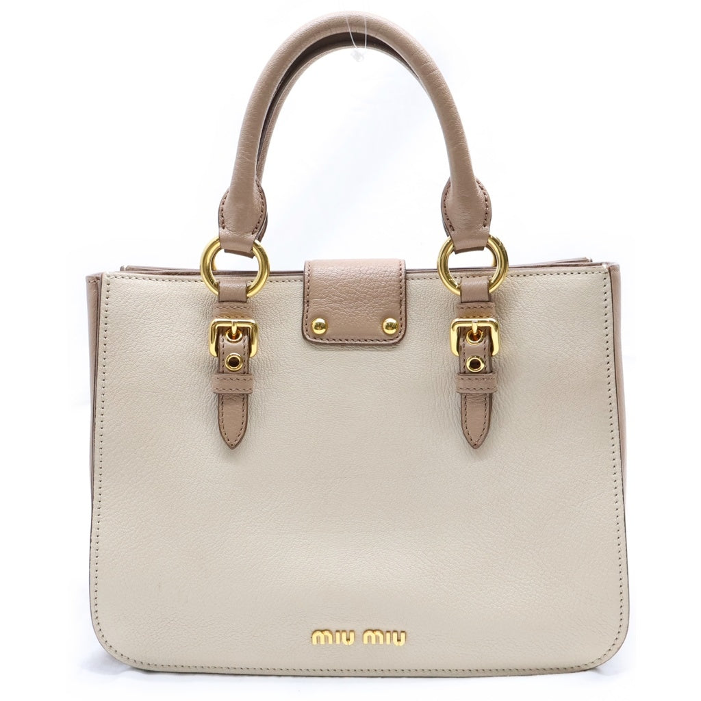 miumiu(ミュウミュウ) マドラス 2WAYハンドバッグ ショルダーバッグ ローズピンク×ベージュ レザー ゴールド金具 レディース