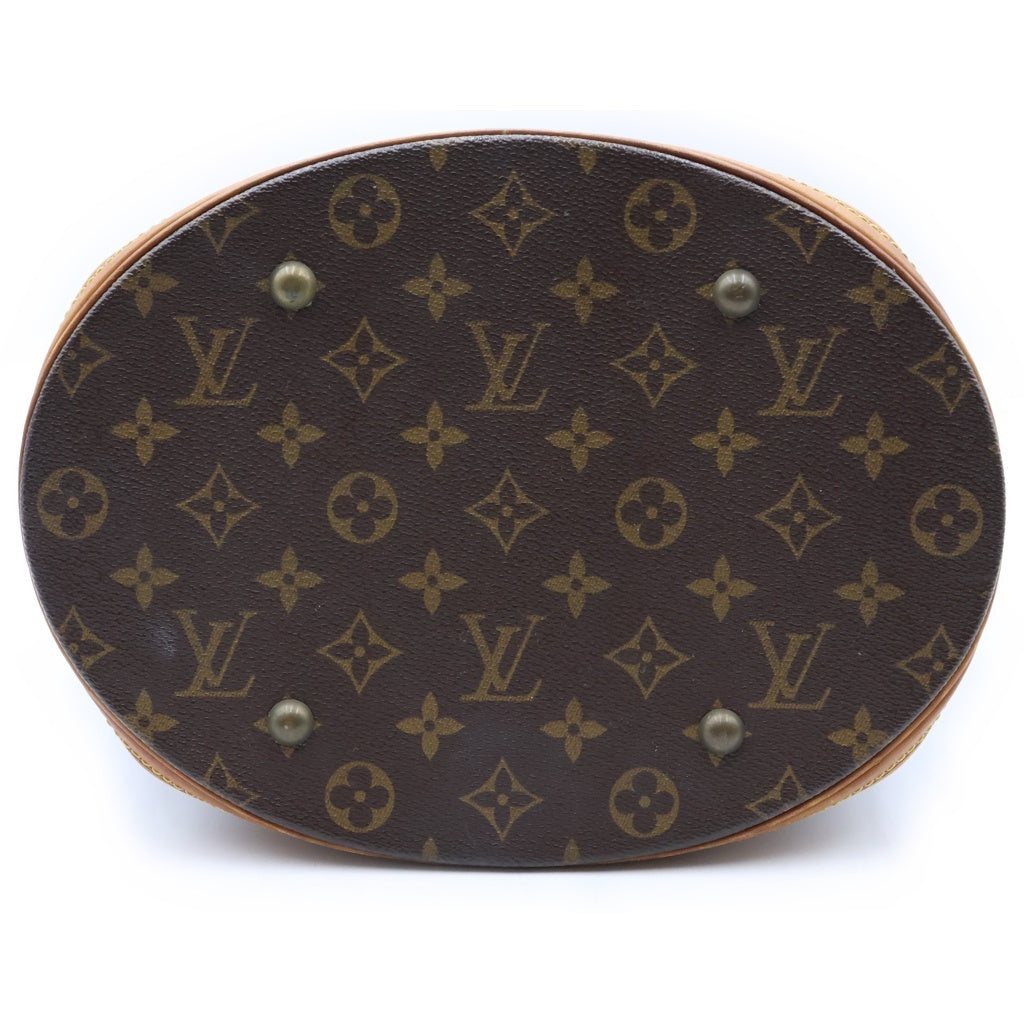 LOUIS VUITTON(ルイヴィトン) モノグラム バケットGM ハンドバッグ トートバッグ ブラウン レザー×PVC M42236 ゴールド金具 レディース
