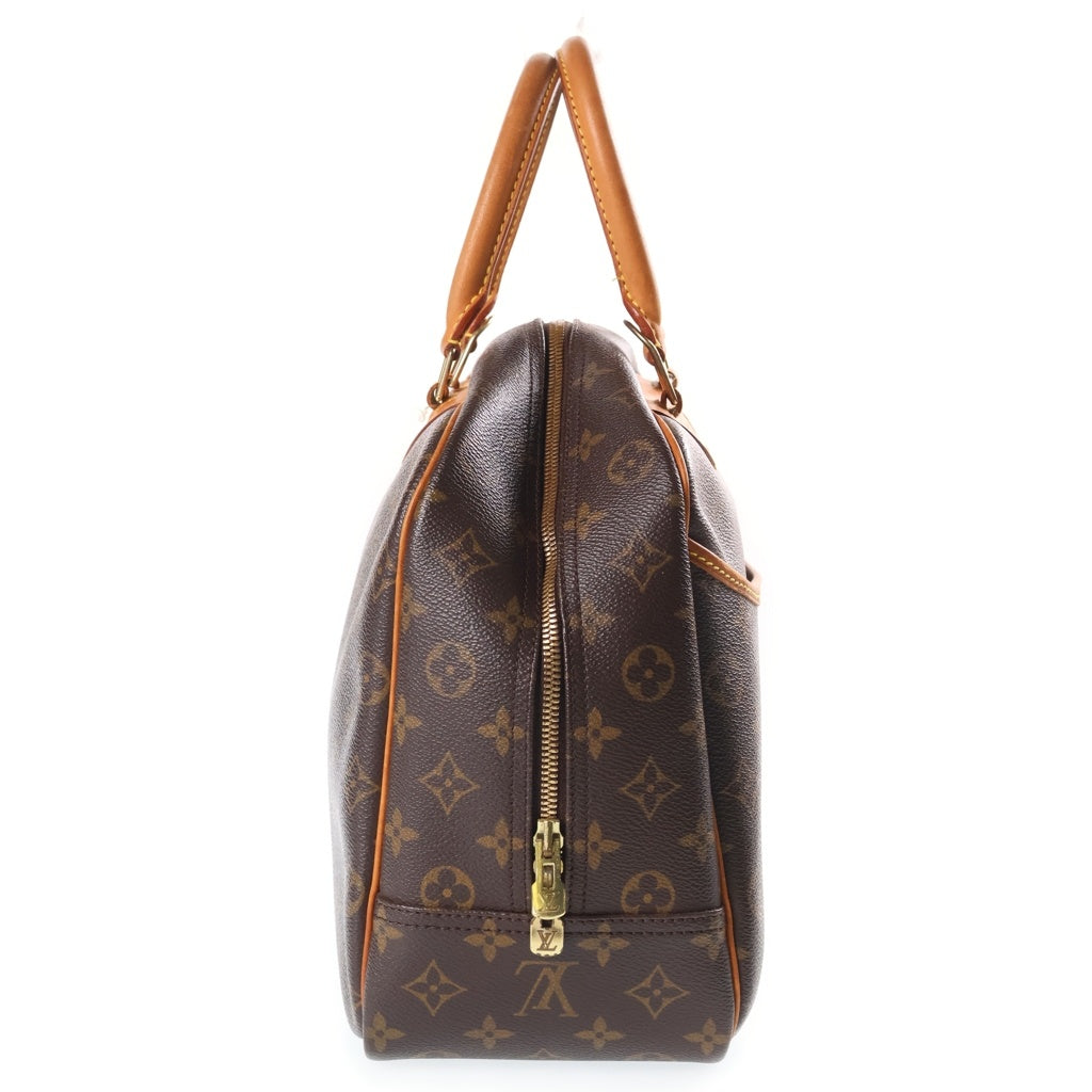 LOUIS VUITTON(ルイヴィトン) モノグラム ドーヴィル ハンドバッグ ブラウン レザー×PVC M47270 ゴールド金具 レディース