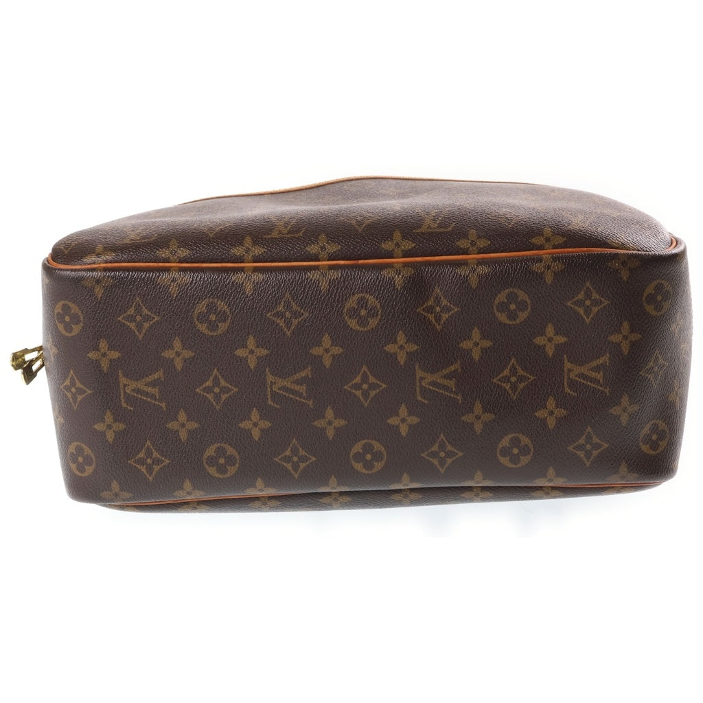 LOUIS VUITTON(ルイヴィトン) モノグラム ドーヴィル ハンドバッグ ブラウン レザー×PVC M47270 ゴールド金具 レディース