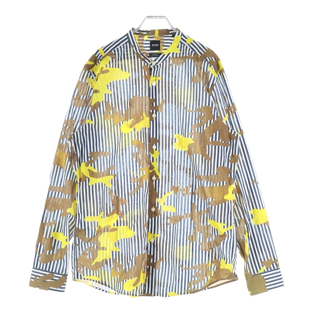 BOSS(ボス) スタンドカラーストライプ柄シャツ マルチカラー #L