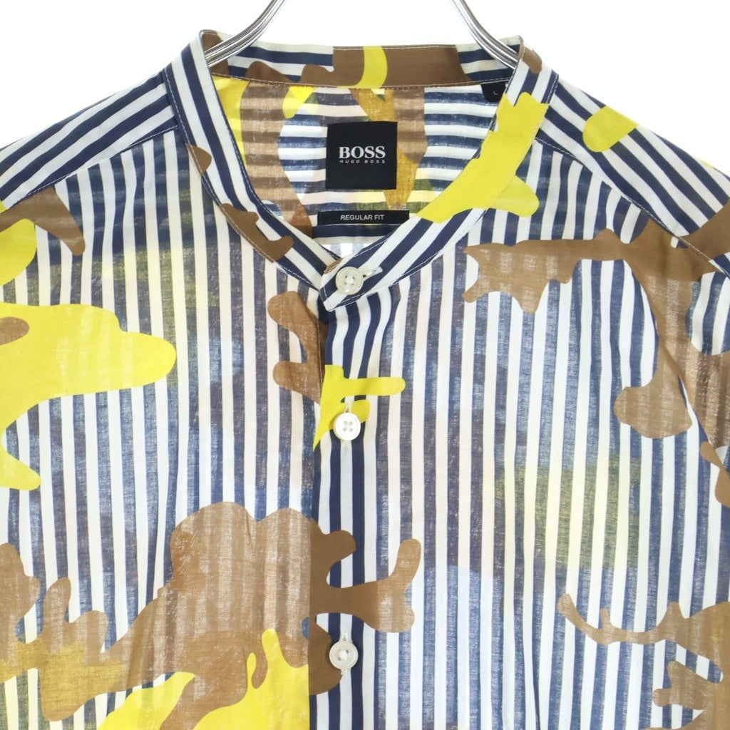 BOSS(ボス) スタンドカラーストライプ柄シャツ マルチカラー #L