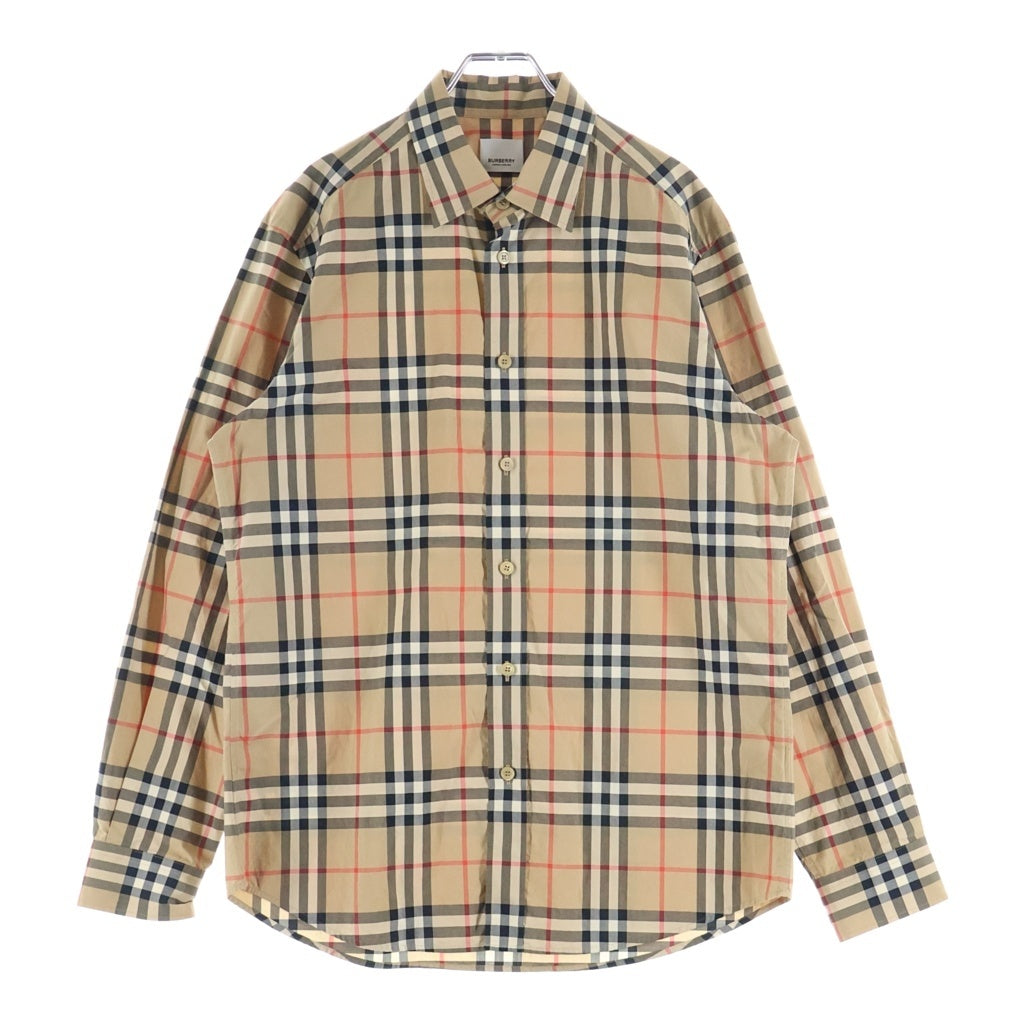 BURBERRY(バーバリー) ノバチェック 長袖レギュラーカラーシャツ ベージュ #M 8020863
