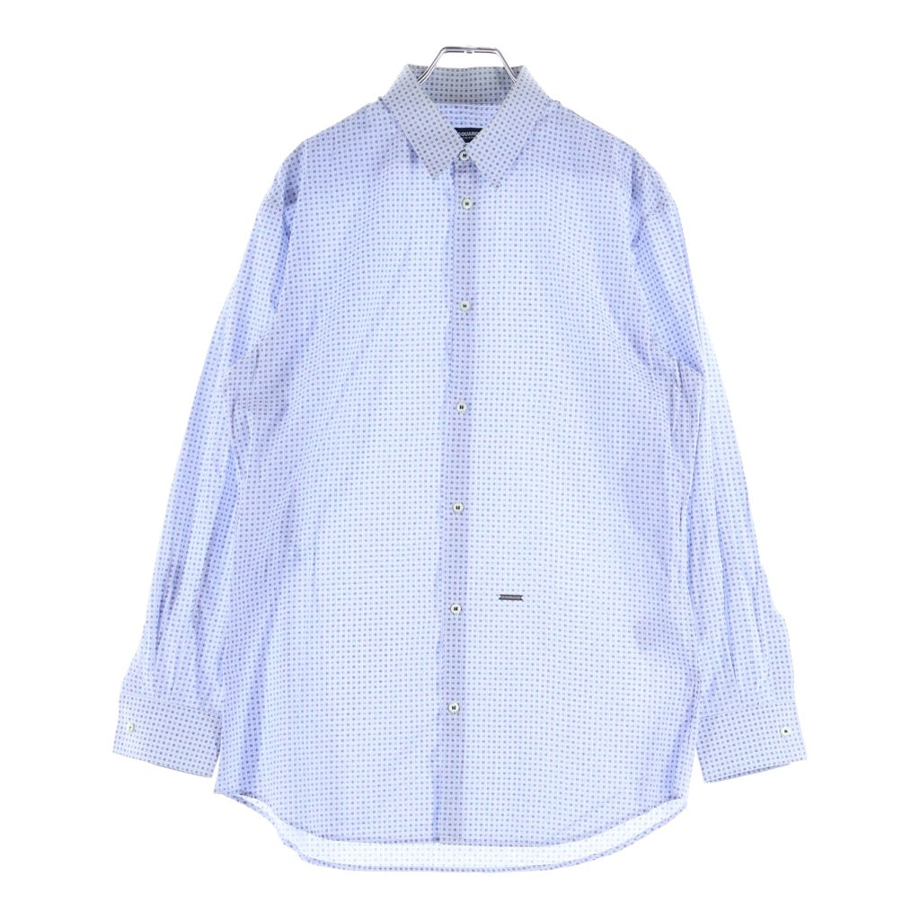 DSQUARED2(ディースクエアード) 長袖コットン柄シャツ ライトブルー #48