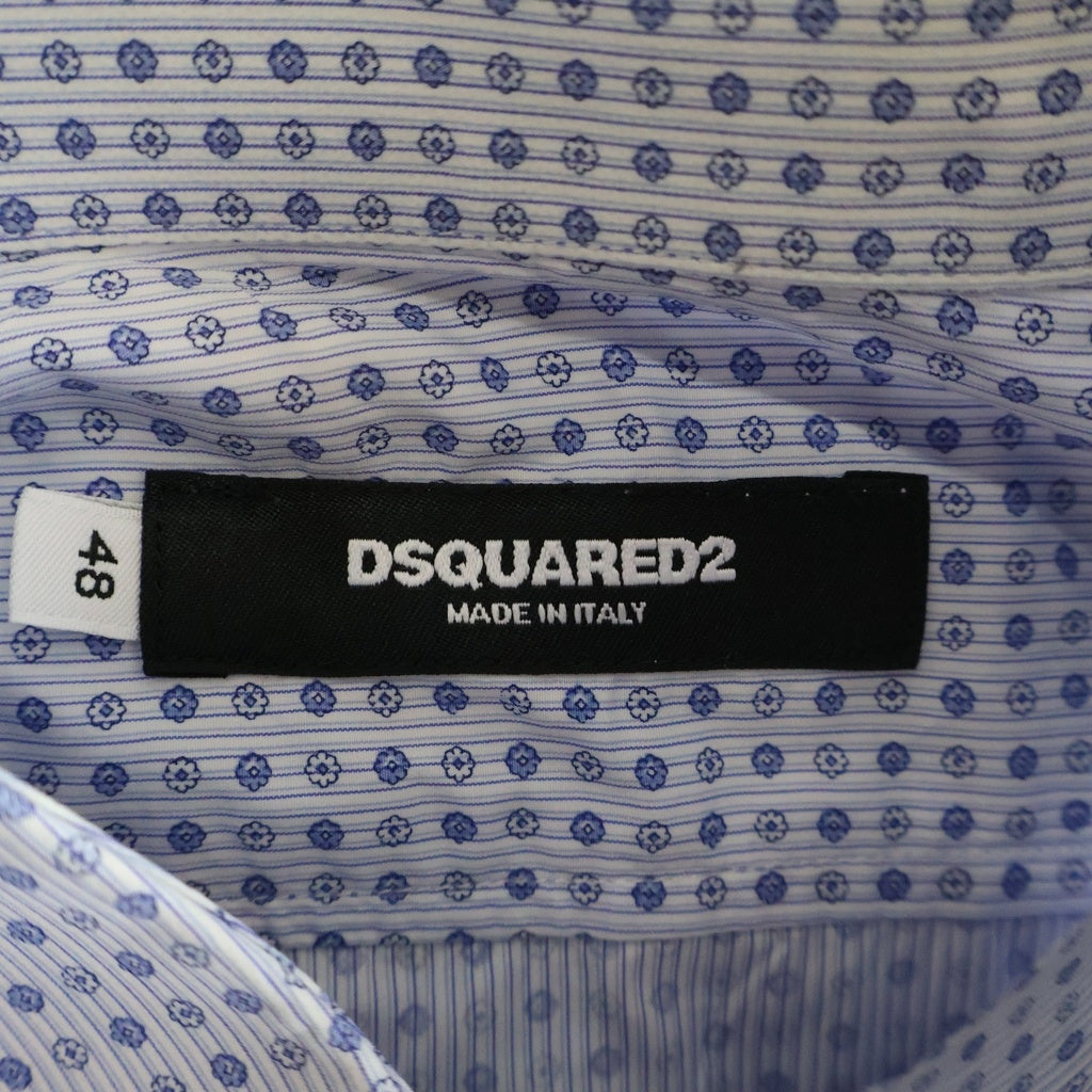DSQUARED2(ディースクエアード) 長袖コットン柄シャツ ライトブルー #48