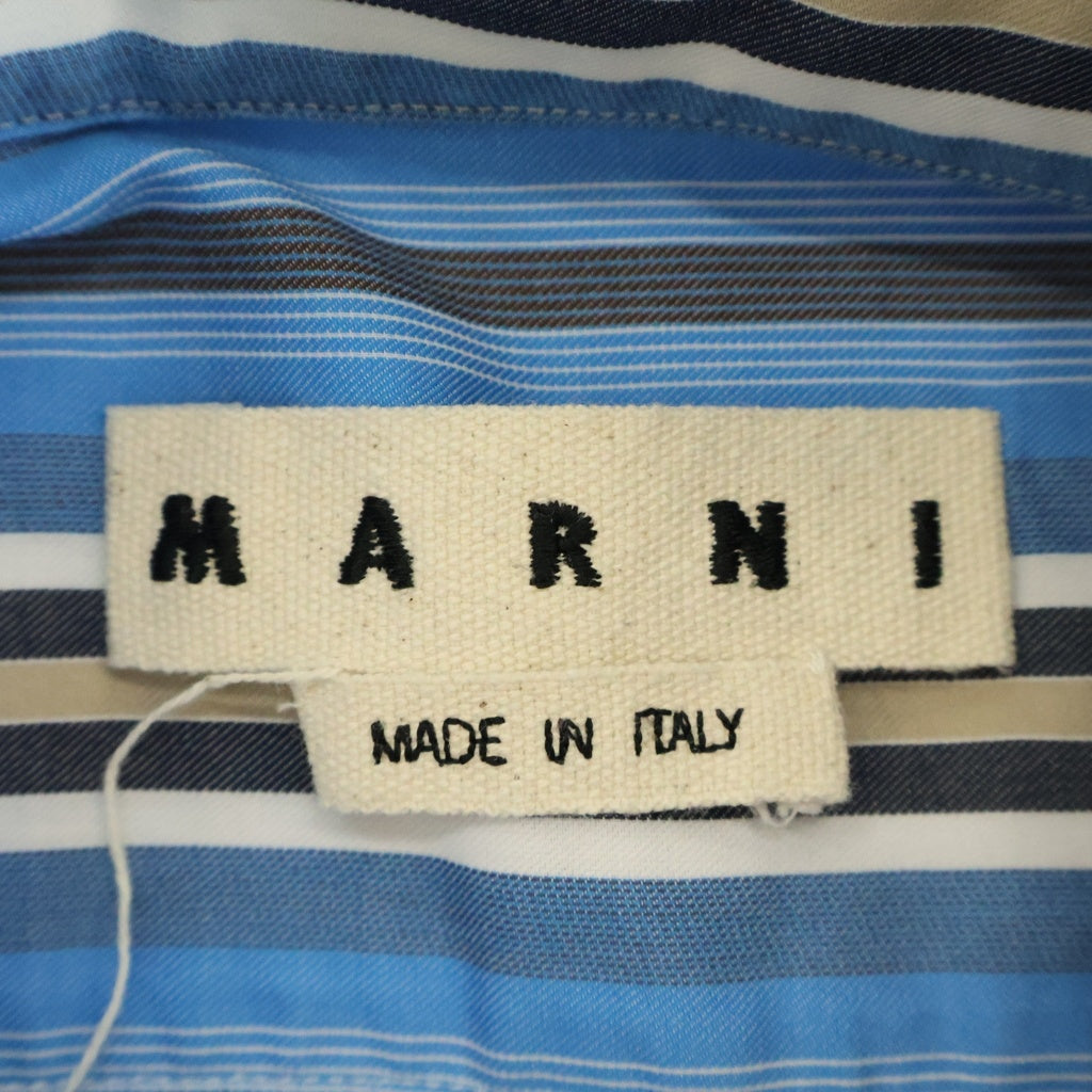 MARNI(マルニ) フロントポケット 長袖コットンストライプシャツ ブルー #46 CUMU0061A0 S53649