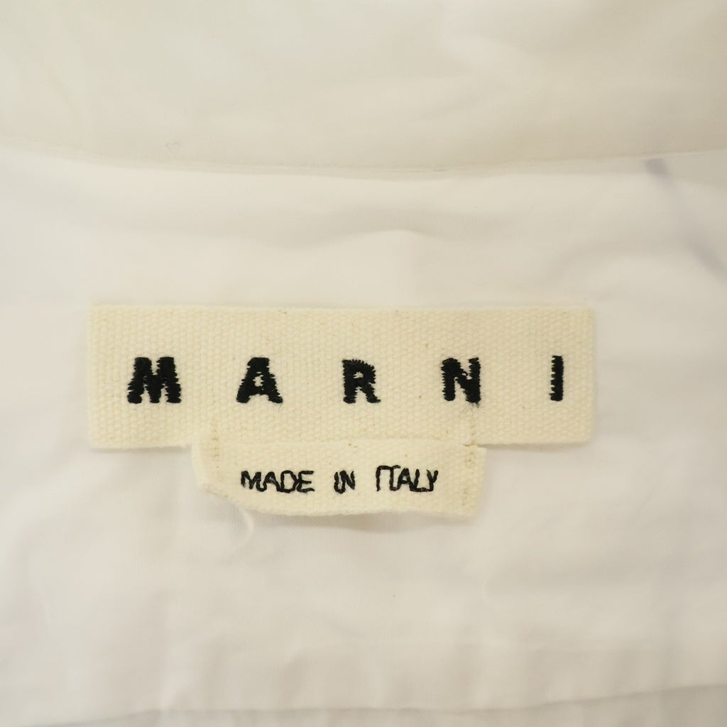 MARNI(マルニ) フラワープリント フロントポケット長袖コットンシャツ ホワイト×ブルー #46 CUMU0061P1