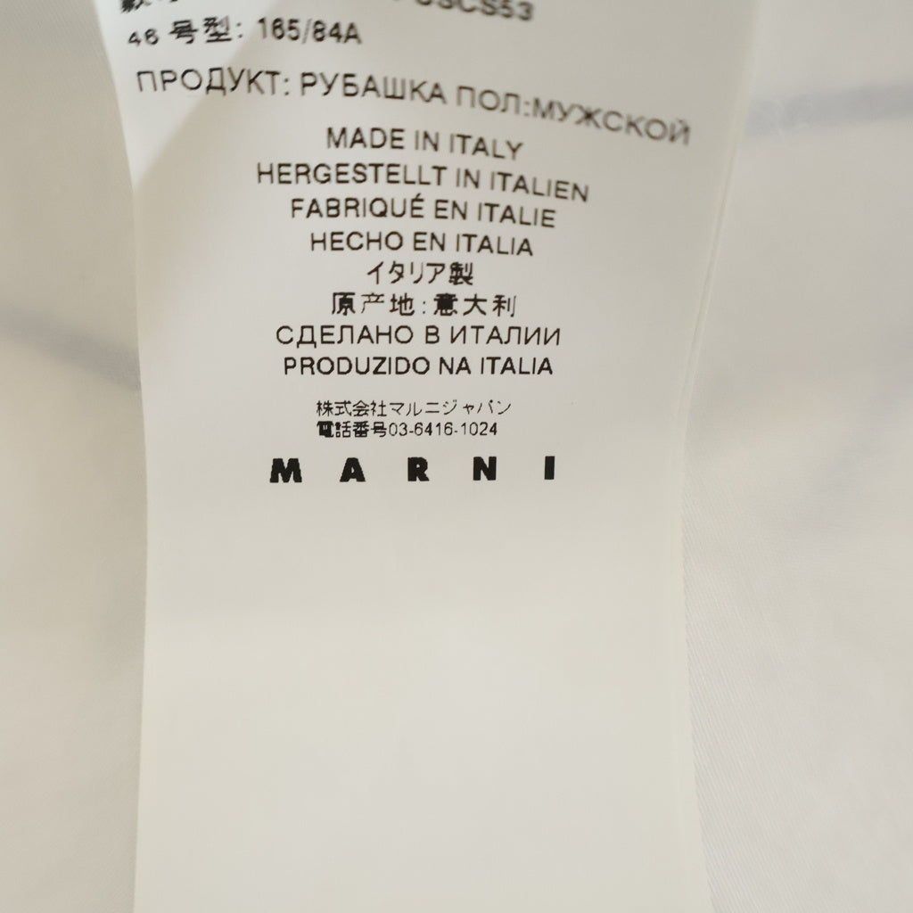 MARNI(マルニ) フラワープリント フロントポケット長袖コットンシャツ ホワイト×ブルー #46 CUMU0061P1
