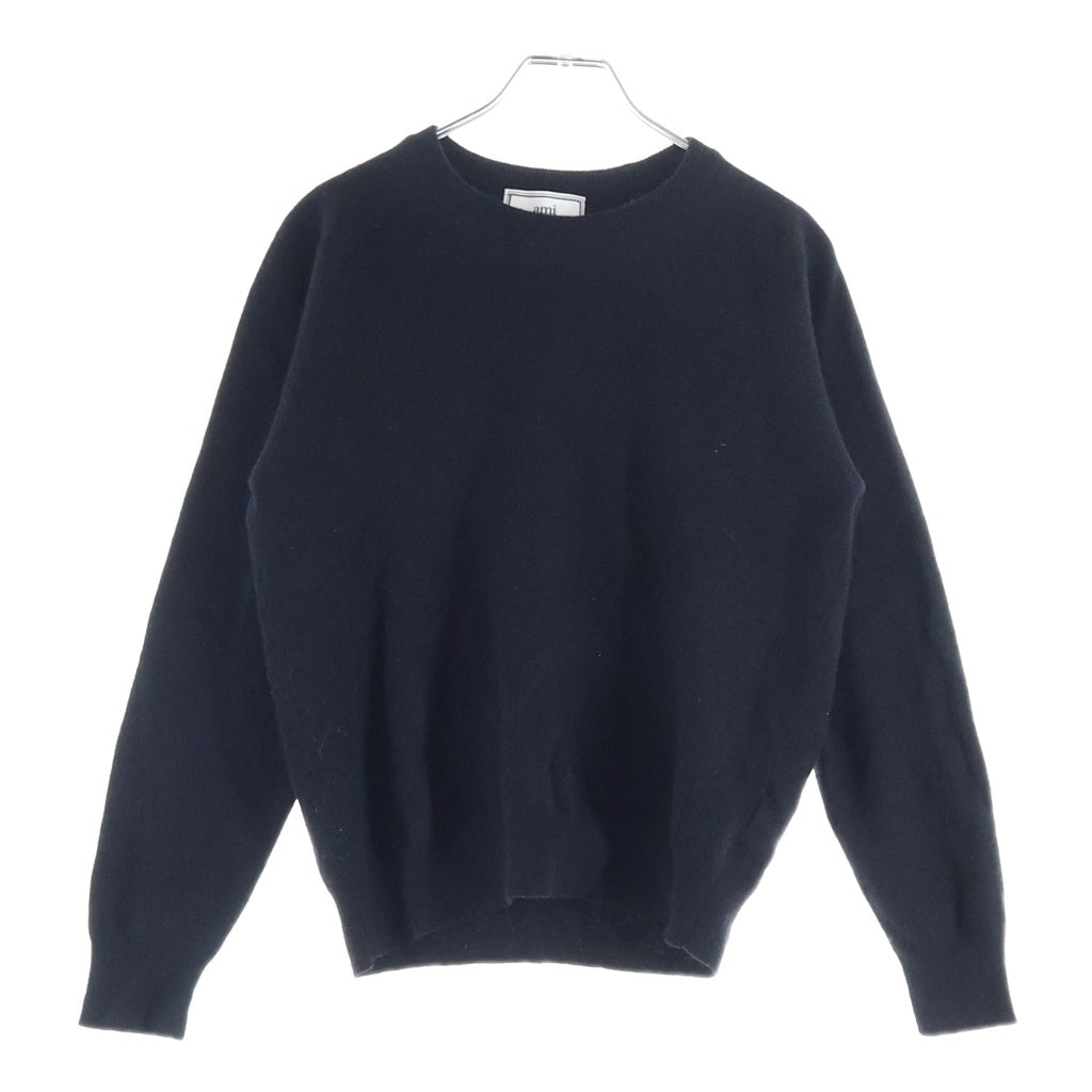 ami(アミ) カシミヤ混 クルーネックウールニット ブラック #M
