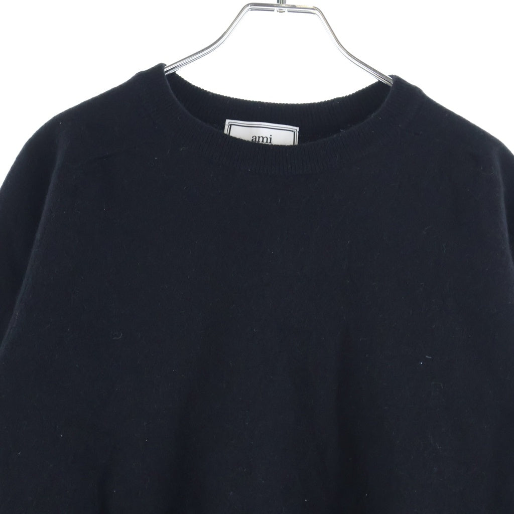 ami(アミ) カシミヤ混 クルーネックウールニット ブラック #M