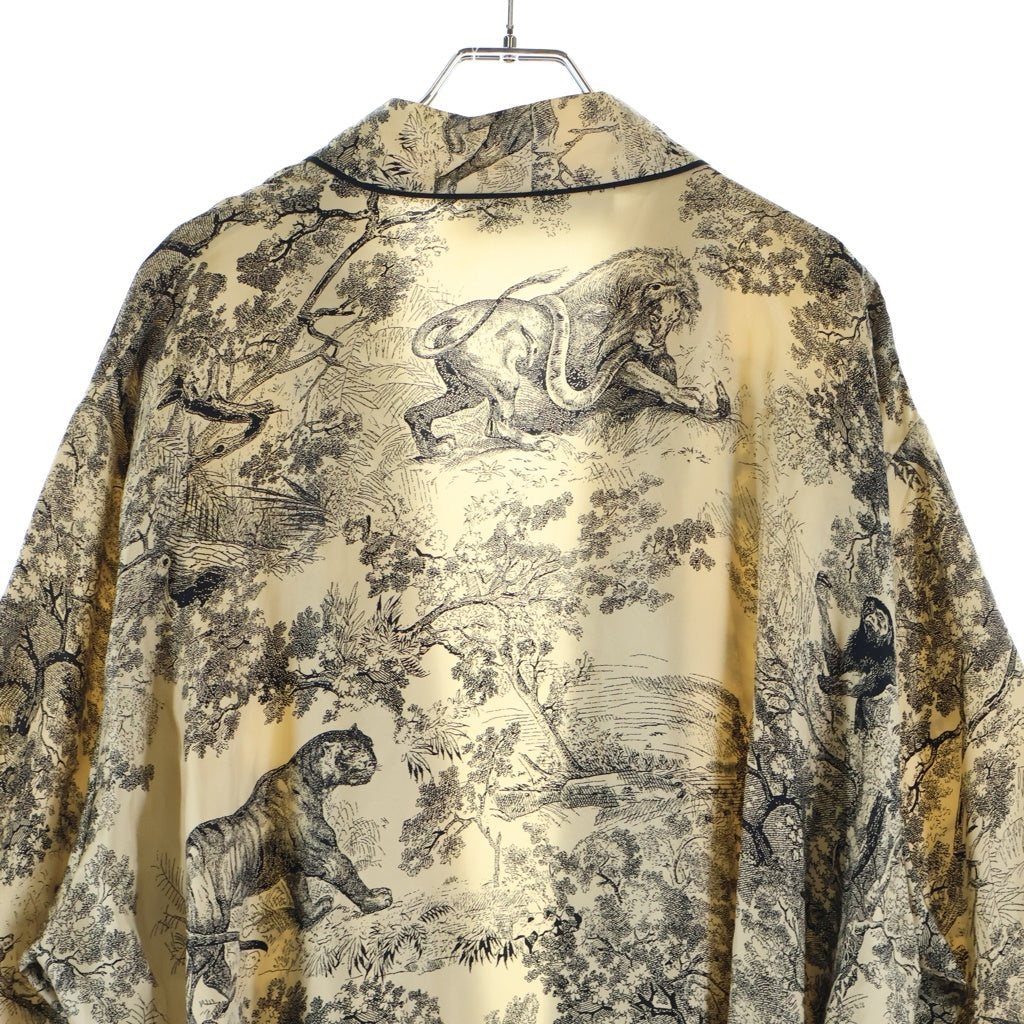 Christian Dior(クリスチャンディオール) 総柄 シルクロングガウン 羽織 ローブ ベージュ×ブラック #40 111V35A6805 レディース