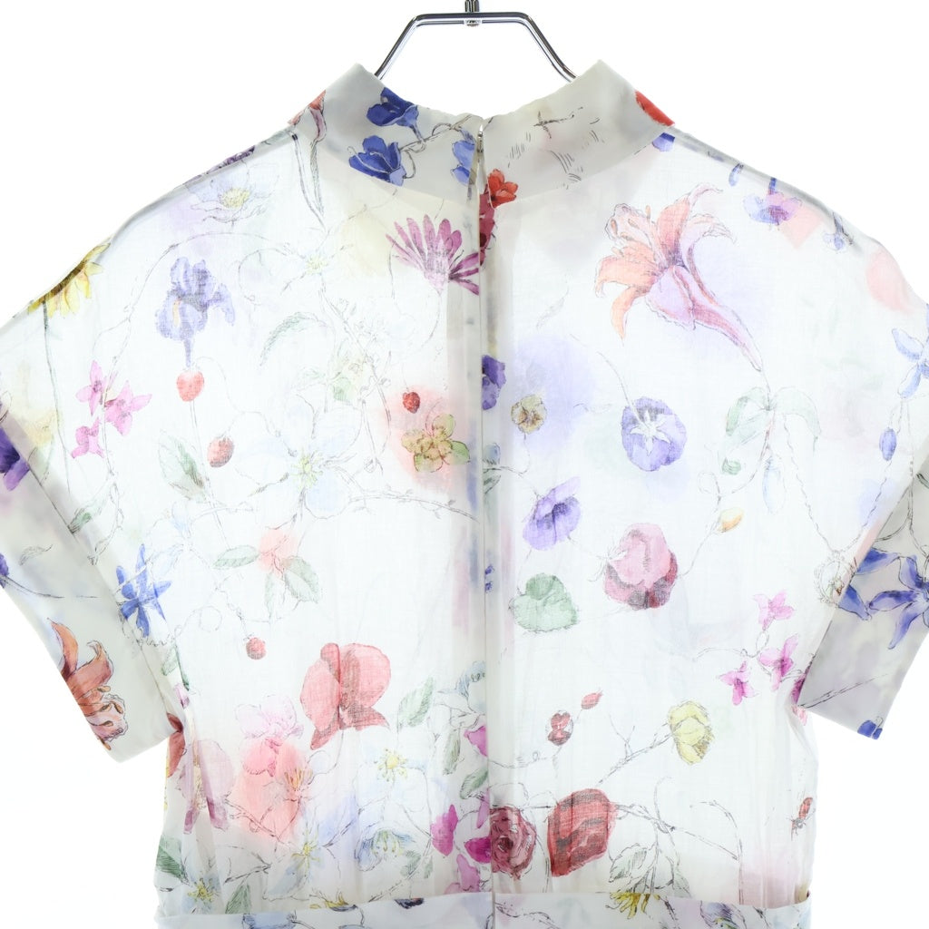 Christian Dior(クリスチャンディオール) フローラルプリント ショートスリーブ バックジップロングワンピース 花柄 ホワイト #34 351R76A3763 レディース