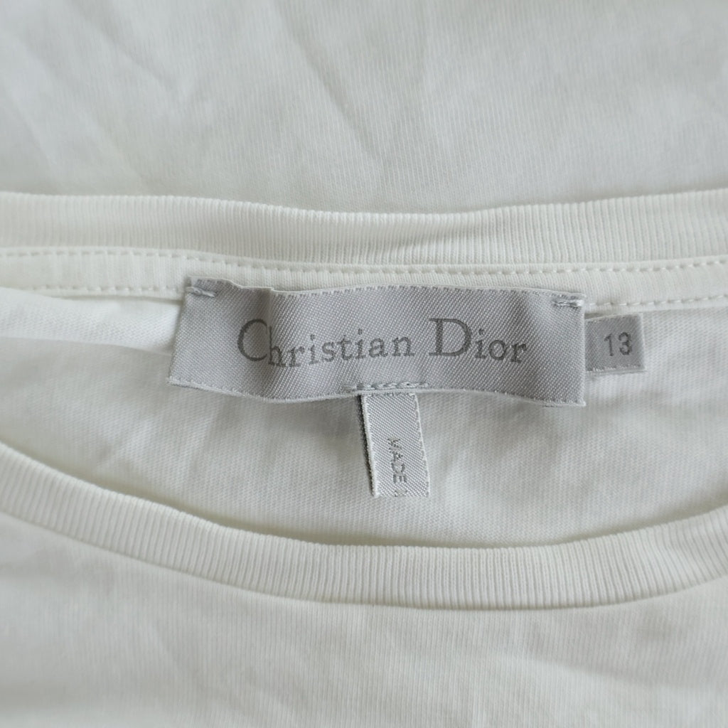 Christian Dior(クリスチャンディオール) キッズ フロントロゴ刺繍半袖コットンTシャツ カットソー ホワイト #13 2SBM13TEEN レディース