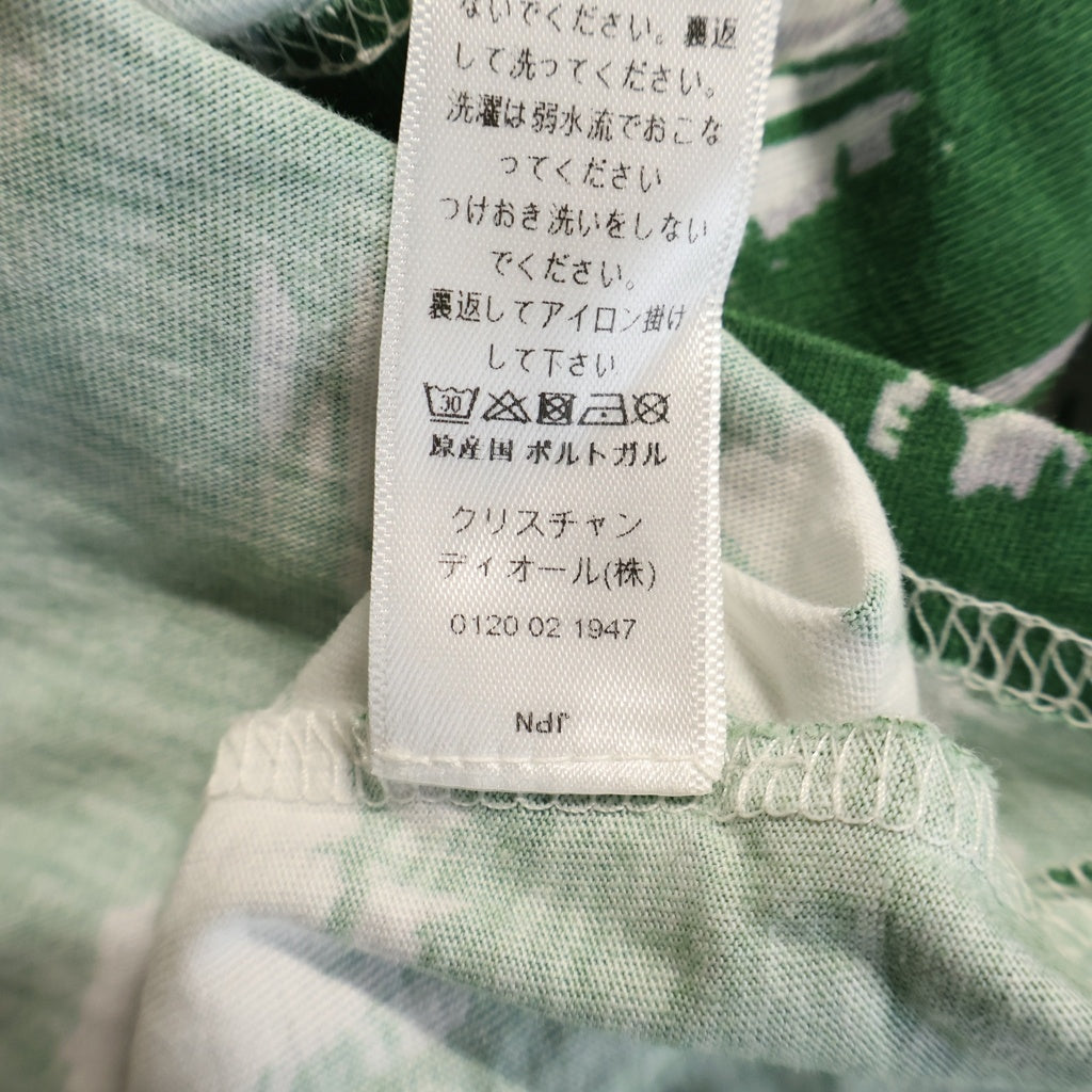 Christian Dior(クリスチャンディオール) キッズ フロントロゴ刺繍半袖コットンペイント柄Tシャツ カットソー ホワイト×グリーン #13 2WBM23TEEB レディース