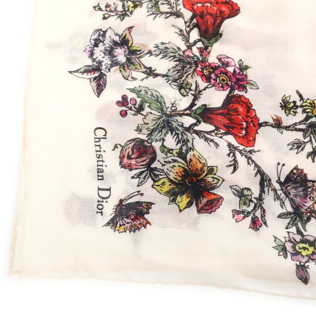 Christian Dior(クリスチャンディオール) カシミヤ混 フローラルプリント 花柄 ストール アイボリー 31FLO140I050 レディース