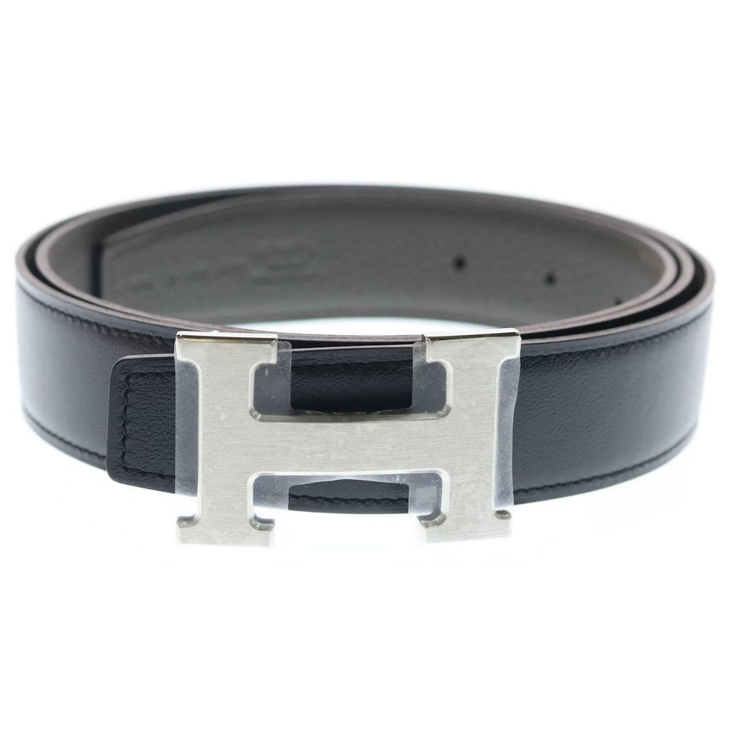 HERMES(エルメス) コンスタンスリバーシブルレザーベルト ブラック×グレージュ #100 シルバー金具 レディース