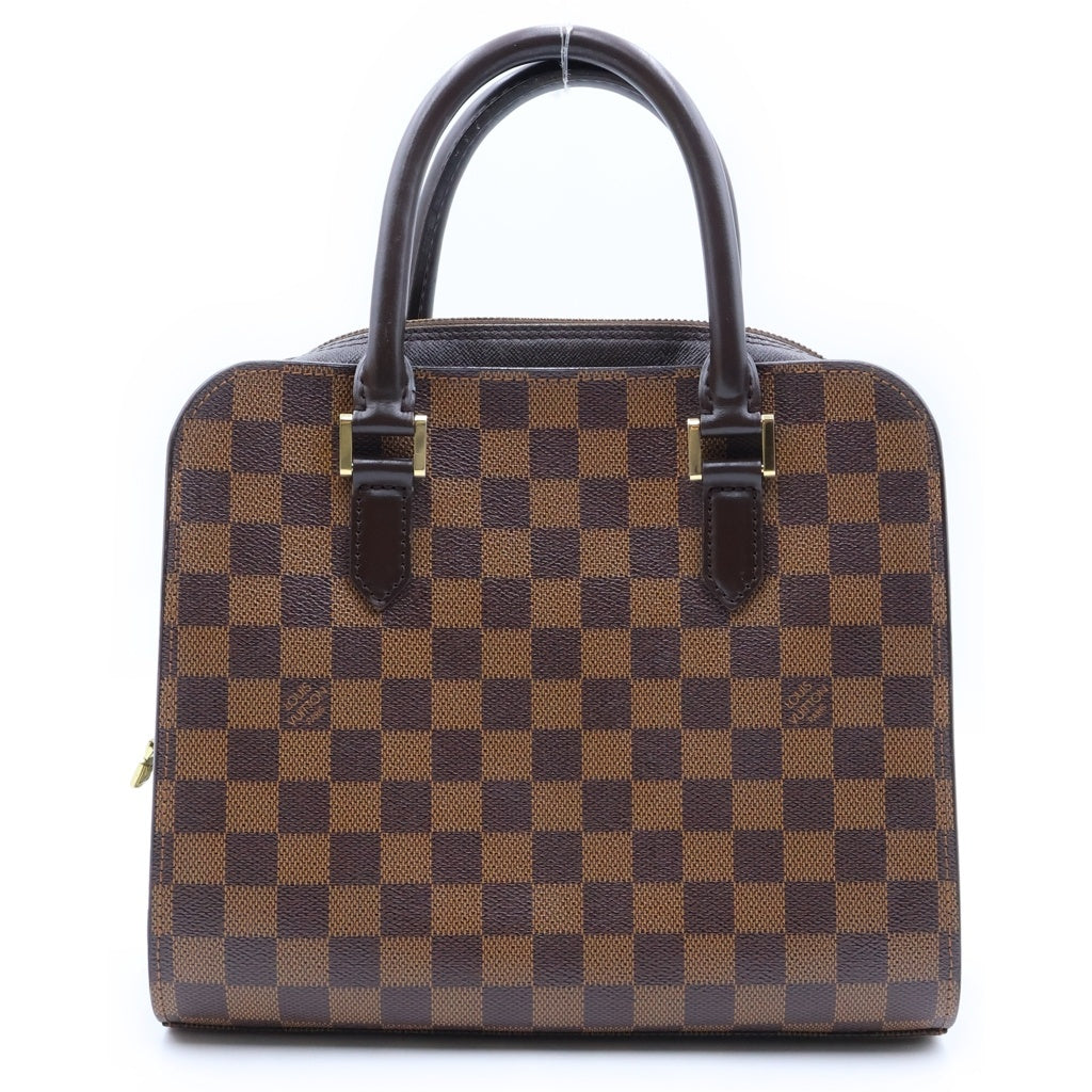 LOUIS VUITTON(ルイヴィトン) ダミエ トリアナ ハンドバッグ ブラウン レザー×PVC N51155 ゴールド金具 レディース