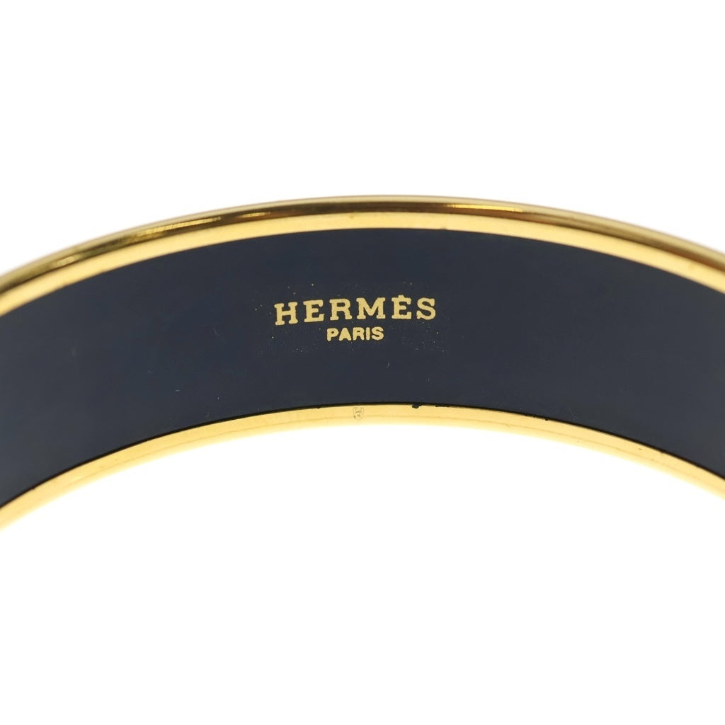 HERMES(エルメス) エマイユGM ホース 七宝焼き バングル ブレスレット ゴールド×ブラック レディース