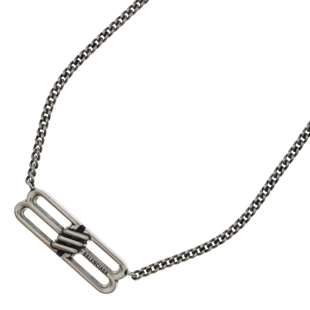 BALENCIAGA(バレンシアガ) BB ICON ロゴアイコンネックレス ペンダント チェーン シルバー レディース