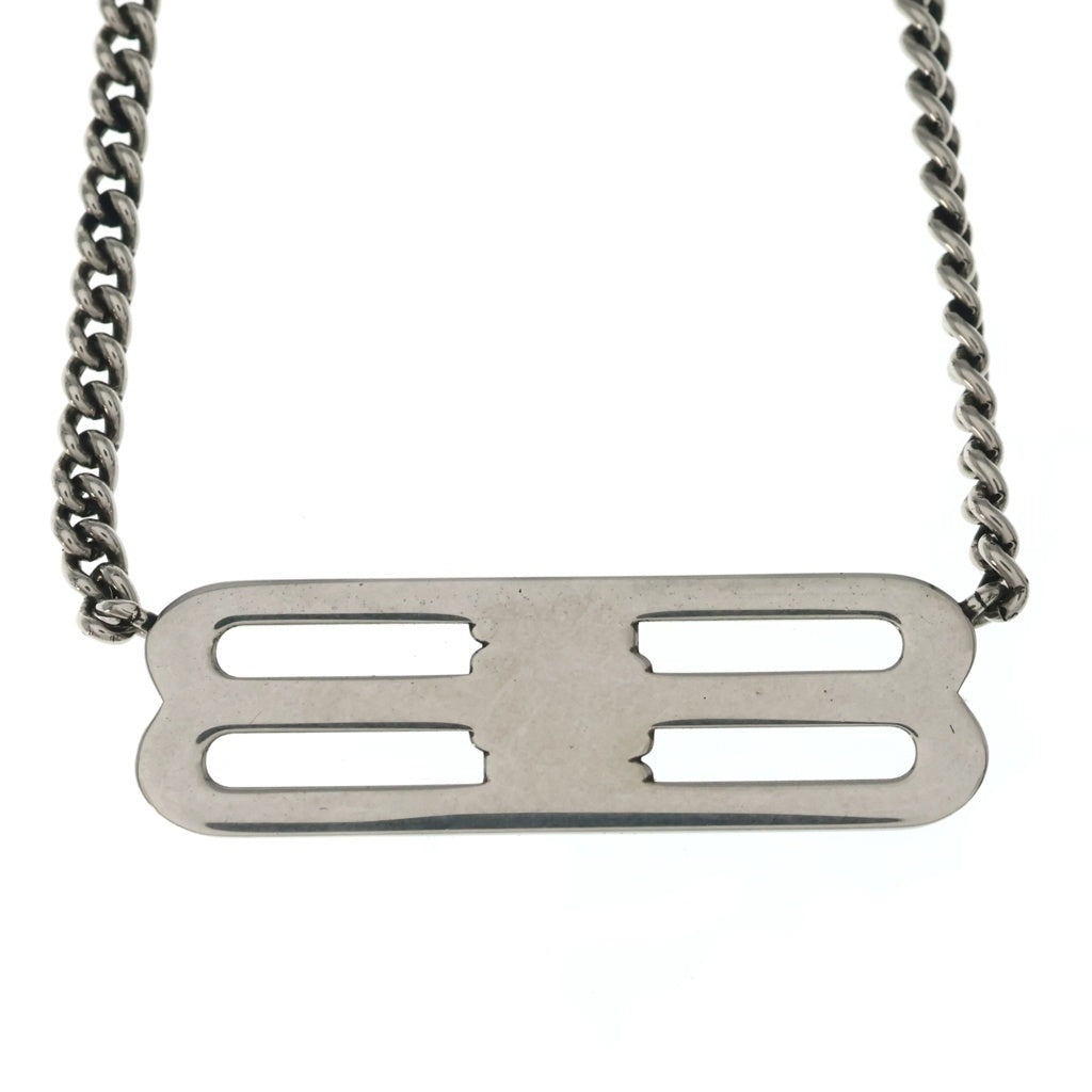 BALENCIAGA(バレンシアガ) BB ICON ロゴアイコンネックレス ペンダント チェーン シルバー レディース