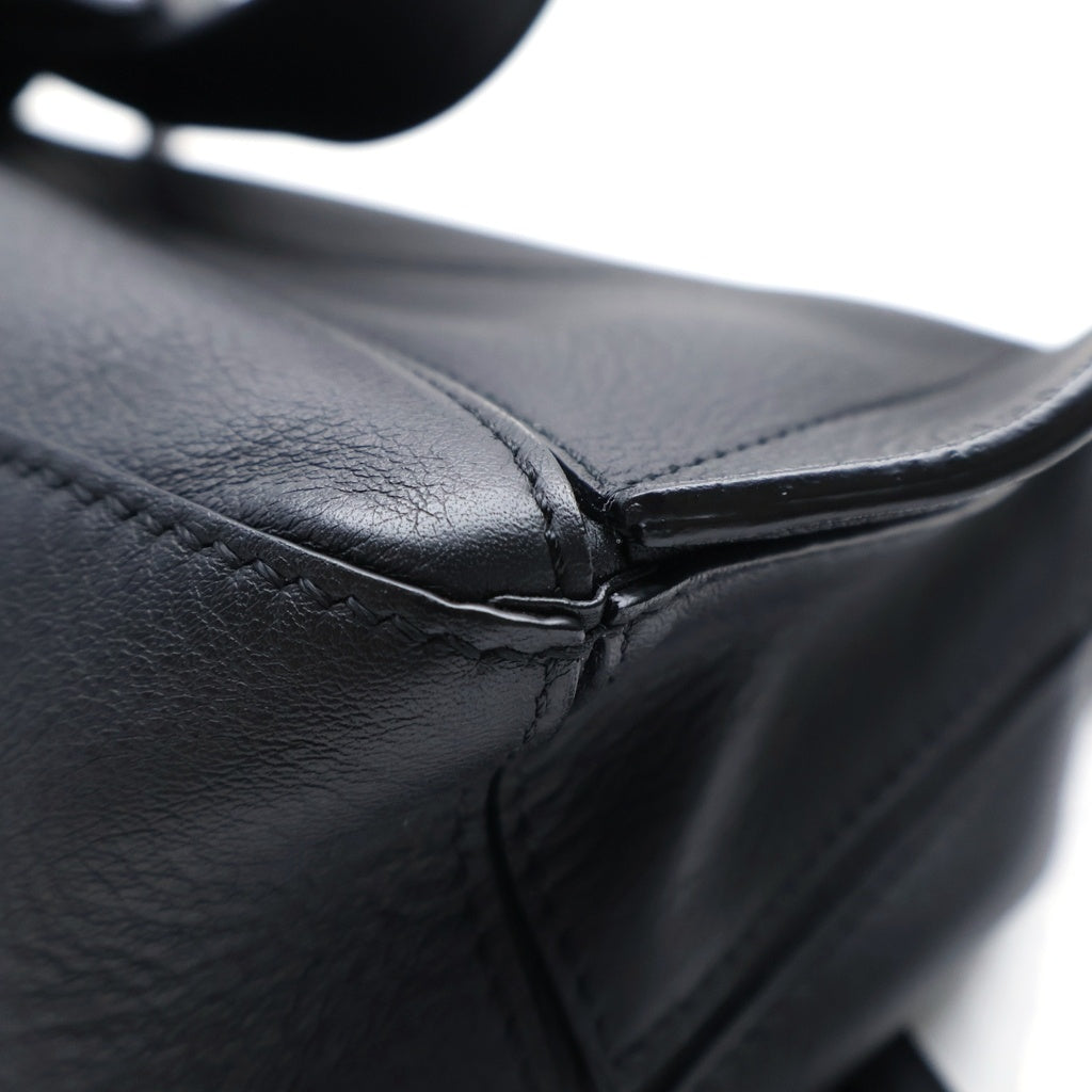 LOEWE(ロエベ) パズル ミニ バム バッグ ボディバッグ ショルダーバッグ ブラック レザー シルバー金具