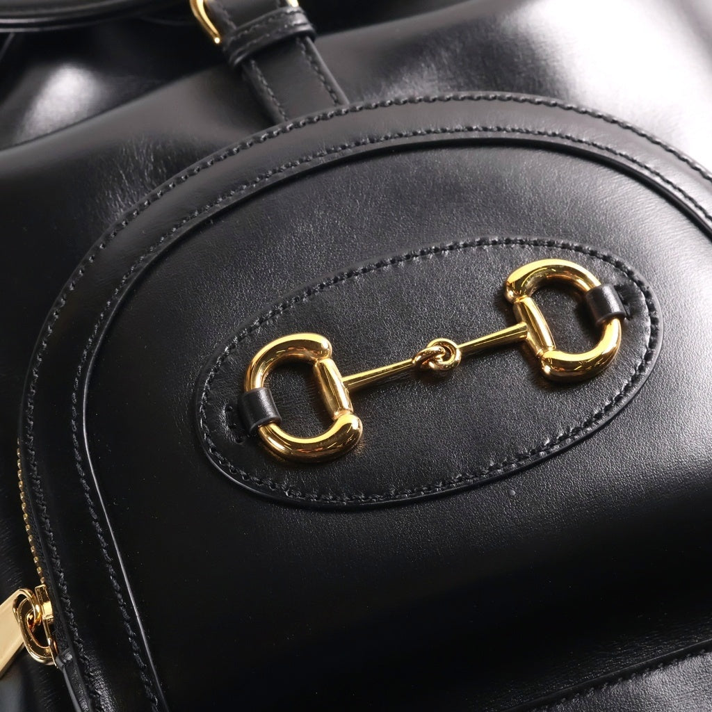 GUCCI(グッチ) ホースビット 1955 リュックサック バックパック ブラック レザー 620849 ゴールド金具